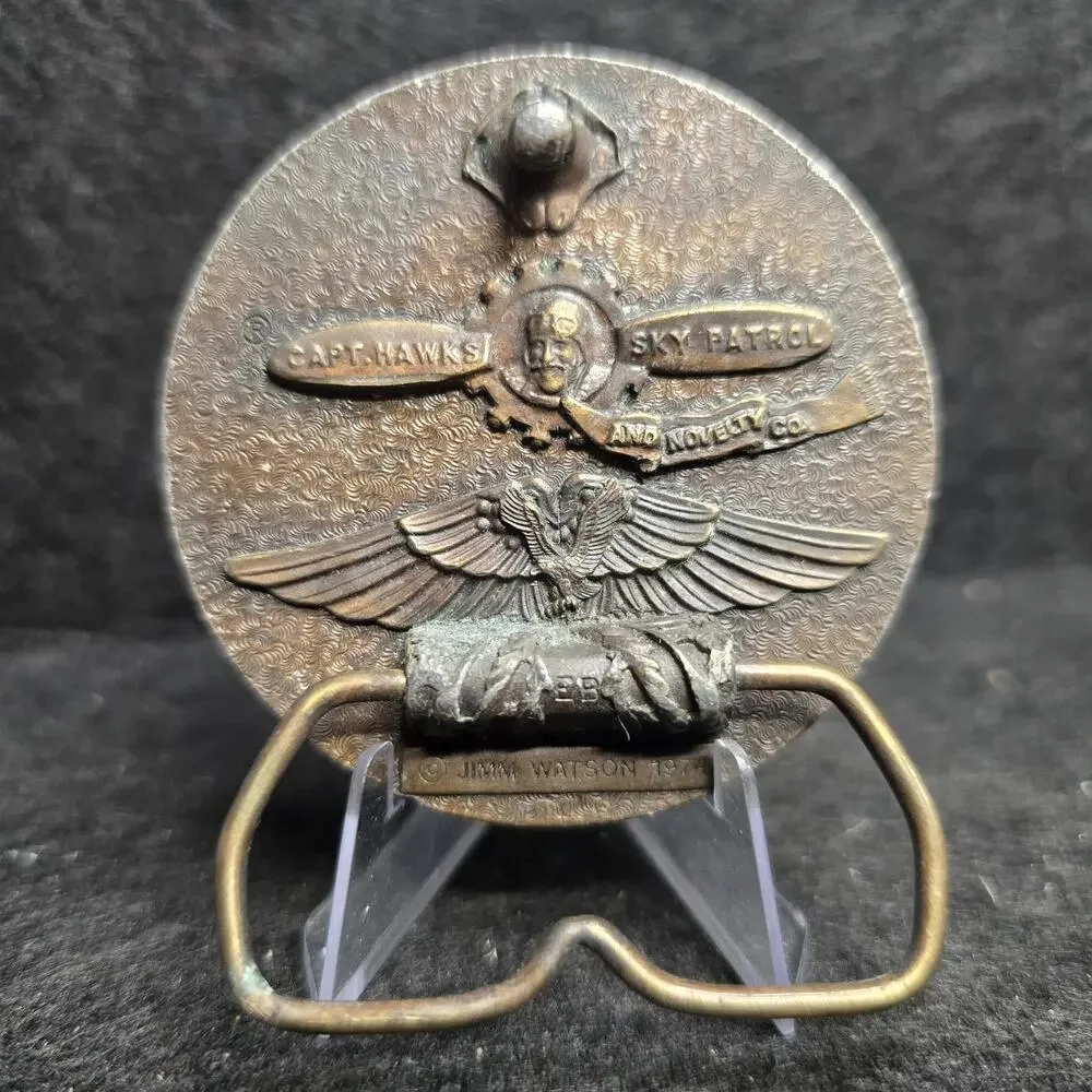 Enjoy Pot Captain Hawks Sky Patrol Jimmy Watson 1974 Vintage Brass Belt Buckle